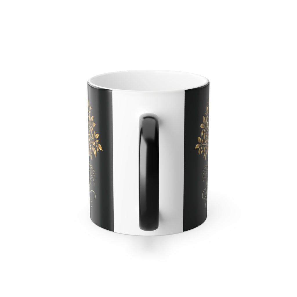 Rooted in Plenty Heat-Reveal Mug | Gold Tree Affirmation | 11 oz Color-Changing Cup